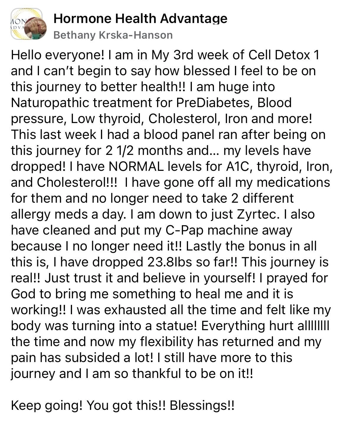 Hormone Therapy Dubuque IN Testimonial